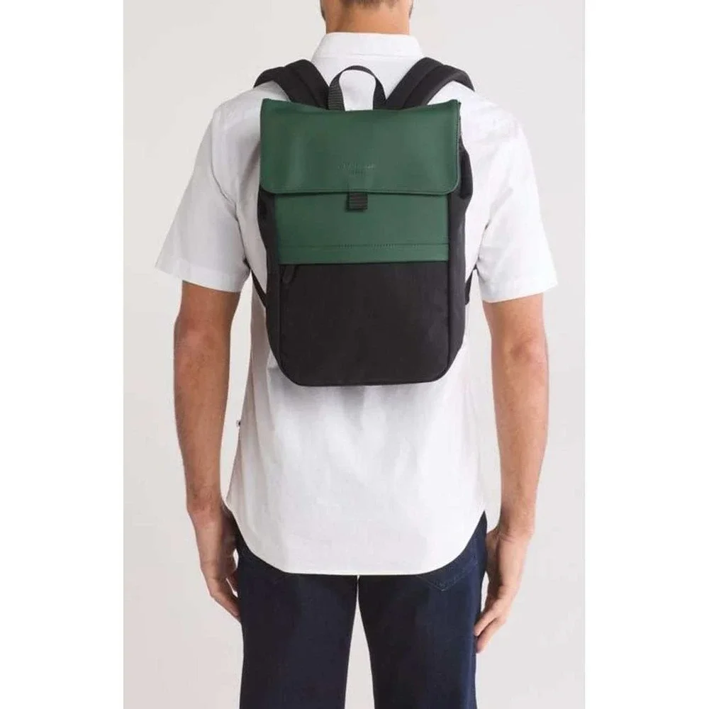 Duchamp London Backpack Green Black‎ Flap School Travel Bag - DEFECT